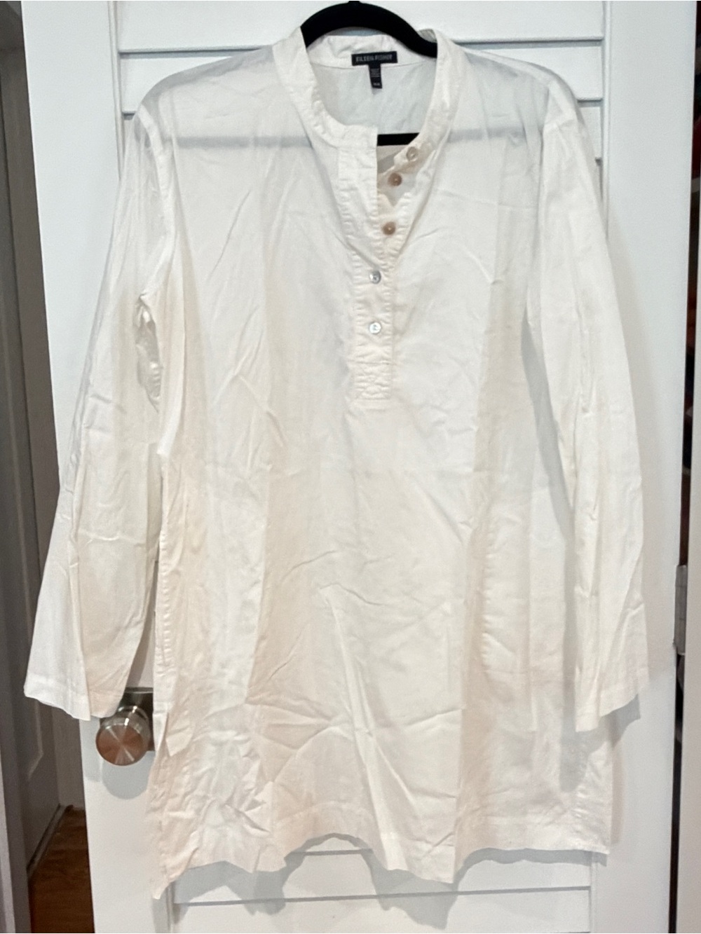 Eileen Fisher Tunic Top Sz M White Coverup Shirt Shirtdress Loose